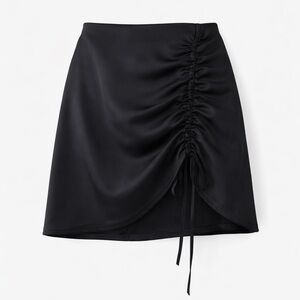 Elegant Black Ruched Skirt/ Size:S